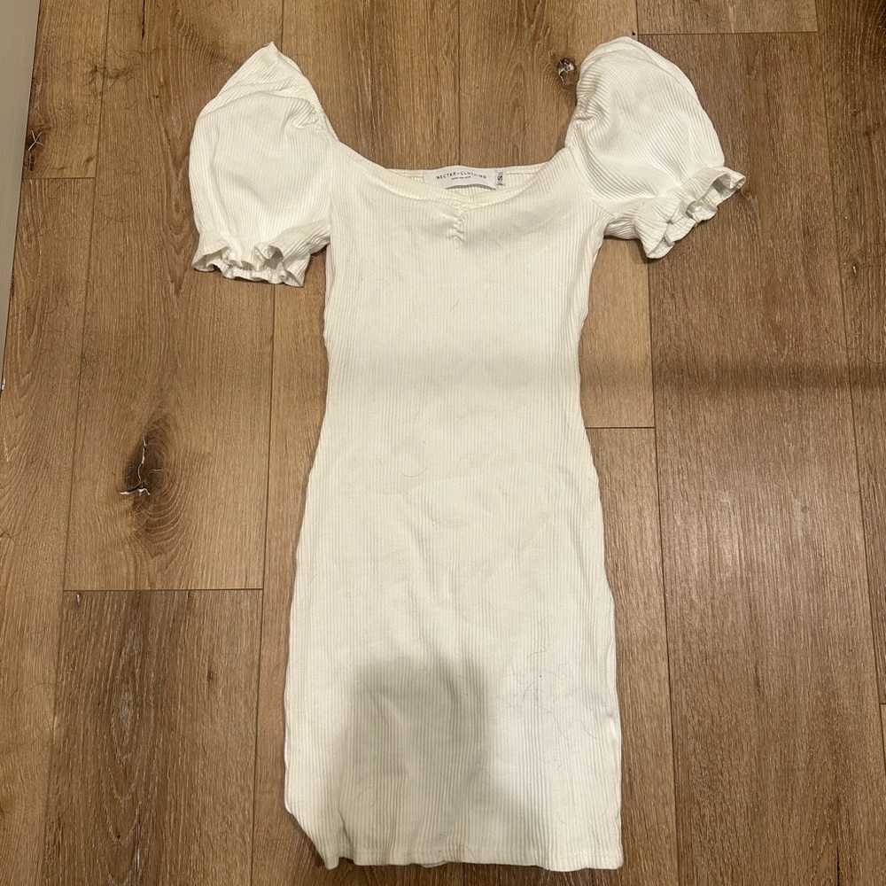 Comfy Little White Dress with Puff Sleeves
